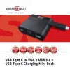 CLUB3D USB Type C į VGA + USB 3.0 + USB Type C įkrovimo mini dokas