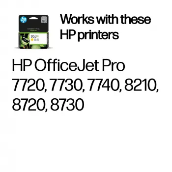HP 953XL didelės išeigos geltona originali rašalo kasetė, geltona, 1 vnt., 1450 puslapių