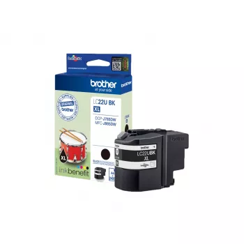 Brother LC22UBK kasetė 1 vnt. Originali High (XL) talpa Juoda