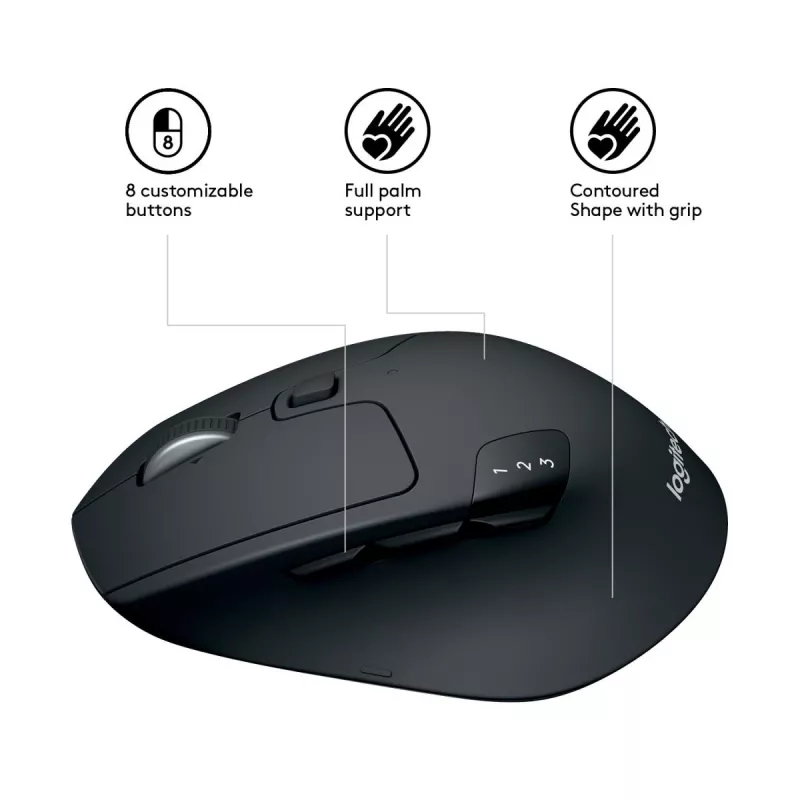 LOGITECH M720 Triathlon Multi Device belaidė pelė - Juoda