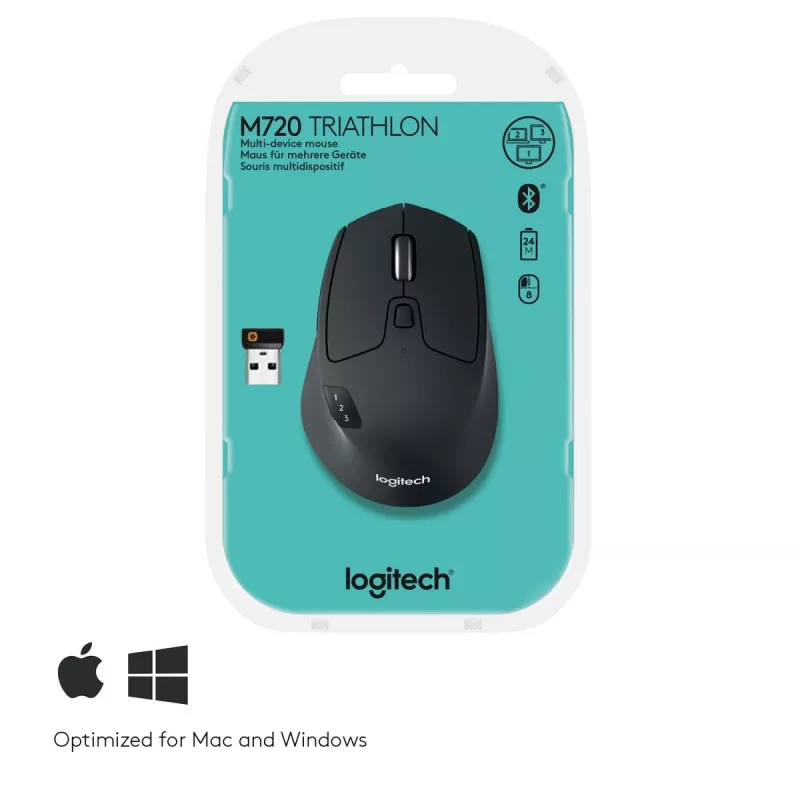 LOGITECH M720 Triathlon Multi Device belaidė pelė - Juoda
