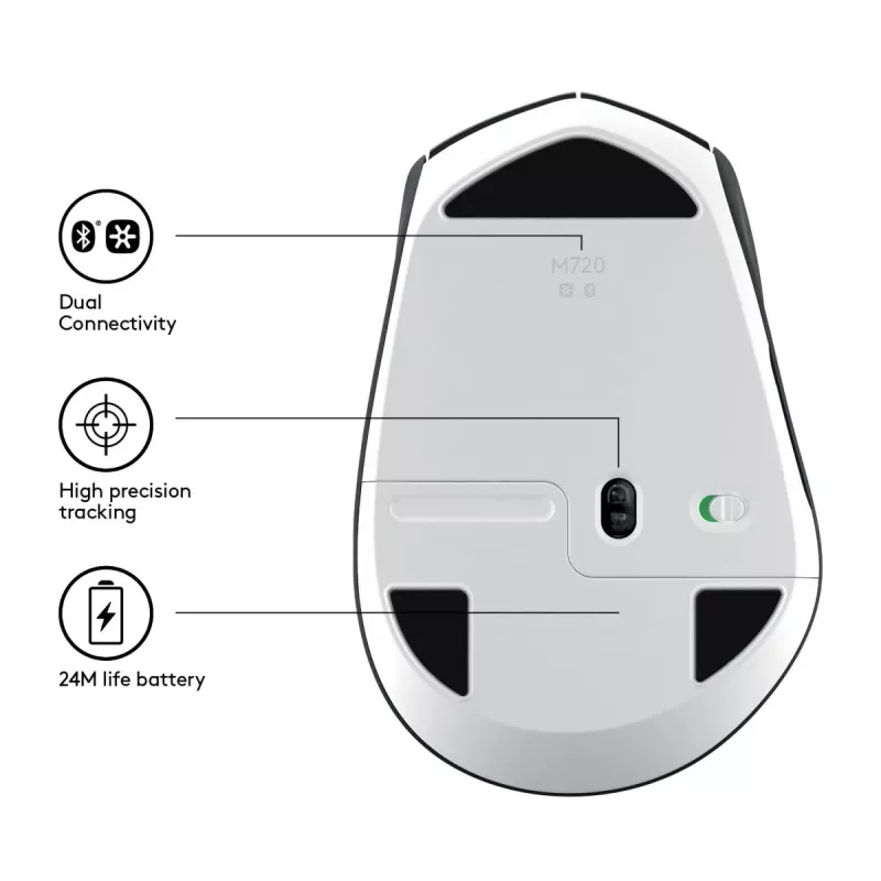 LOGITECH M720 Triathlon Multi Device belaidė pelė - Juoda