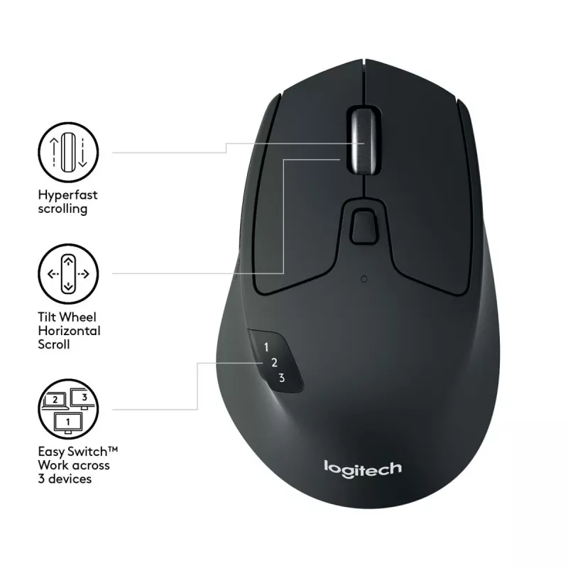 LOGITECH M720 Triathlon Multi Device belaidė pelė - Juoda