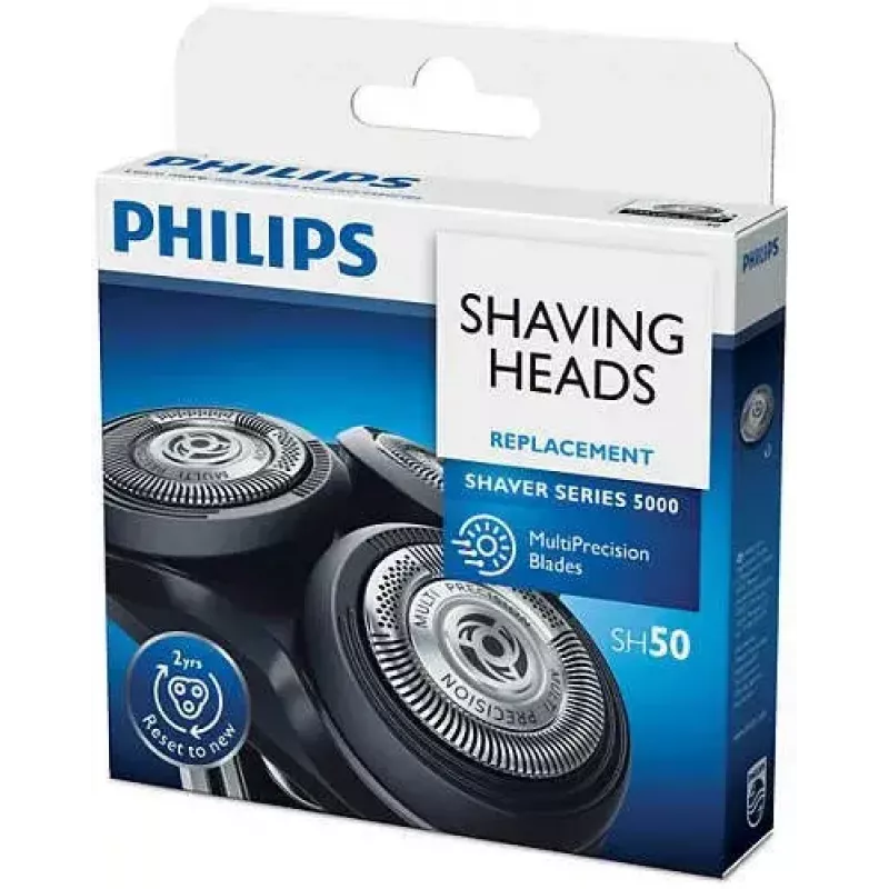 Pakeitimo galvutės elektriniam skustuvui Philips SHAVER Series 5000 SH50/50, 3 galvutės, chromuotos