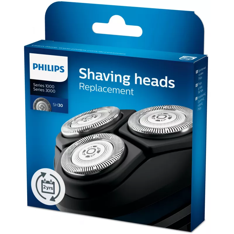 Pakeitimo galvutės skustuvui Philips SHAVER Series 3000 SH30/50 — 3 nerūdijančio plieno galvutės