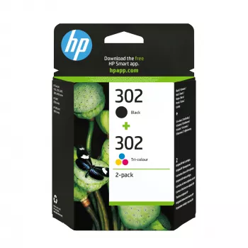 HP 302 2 vnt. juodos/trispalvės originalios rašalo kasetės