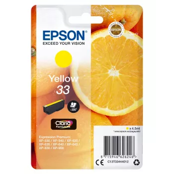 Epson Oranges Singlepack Geltona 33 Claria Premium Rašalo Kasetė
