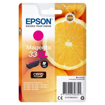 Kasetė Epson 33XL raudona (magenta) 650 puslapių C13T33634012