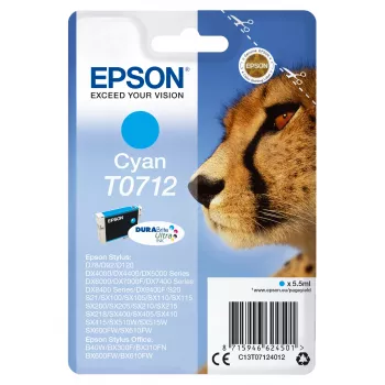 Epson T0712 DURABrite Ultra rašalinė kasetė, Cyan, 5,5 ml, standartinė talpa