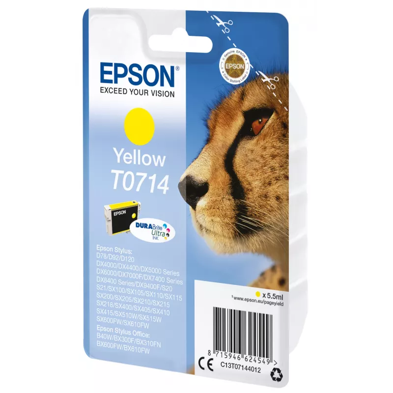 Epson T0714 DURABrite Ultra rašalinė kasetė geltona (originali, 400 puslapių)