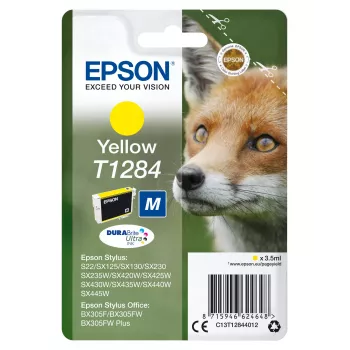 Epson Fox Singlepack Yellow T1284 DURABrite Ultra rašalas, geltonas, pigmentinis, 3,5 ml, 1 vnt., 260 puslapių