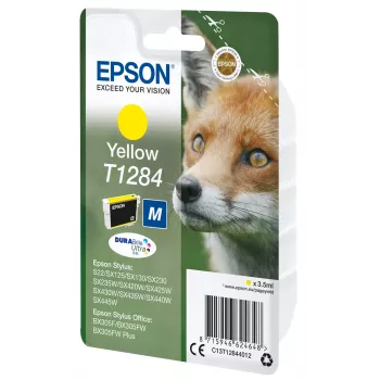 Epson Fox Singlepack Yellow T1284 DURABrite Ultra rašalas, geltonas, pigmentinis, 3,5 ml, 1 vnt., 260 puslapių
