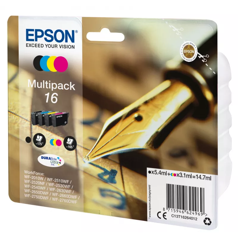 Kasetė Epson Ink C13T16264012 Multipack juoda, žydra, rausvai raudona, geltona