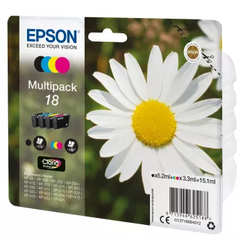 Spausdintuvo kasetė Epson 18 Multipack C13T18064012 juoda, žydra, rausvai violetinė, geltona
