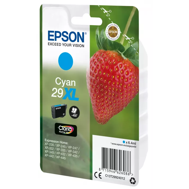 Epson 29XL Claria Home Ink Cyan – didelės talpos kasetė, 6,4 ml, 450 puslapių