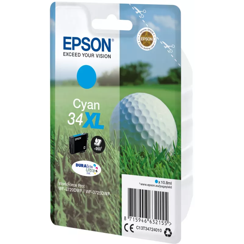 Kasetė EPSON DURABrite Ultra Ink 34XL Cyan 10,8 ml