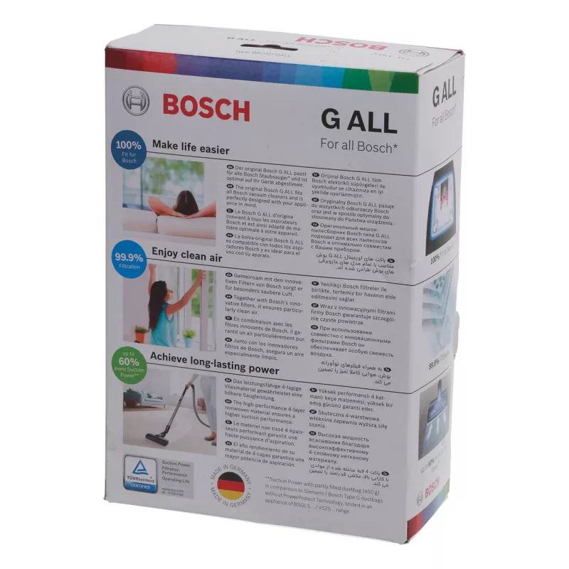 Dulkių siurblio priedų rinkinys Bosch BBZ 41FGALL – 4 dulkių maišeliai ir 1 filtras
