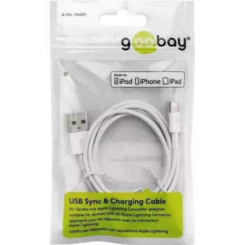 Goobay Lightning USB įkrovimo ir sinchronizavimo laidas 2 m, baltas