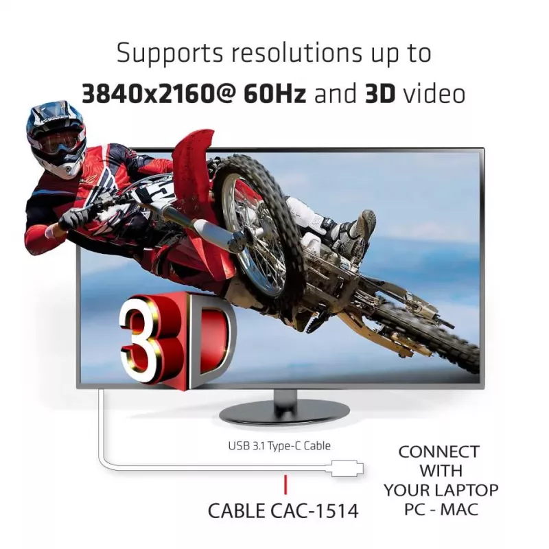 CLUB3D USB C į HDMI™ 2.0 aktyvus UHD kabelis 1,8 m