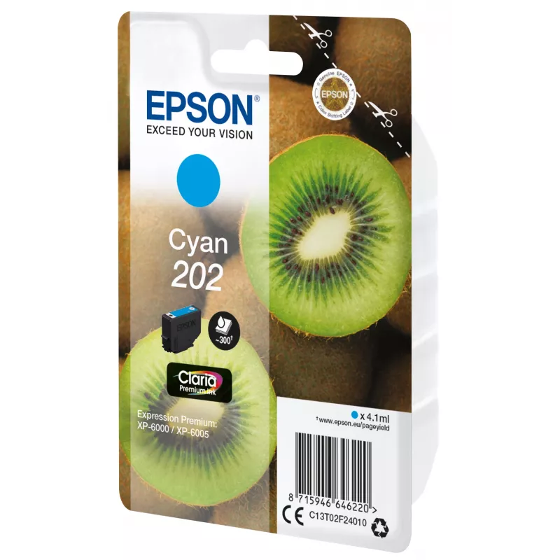 Kasetė EPSON rašalo lazdelė Singlepack Kiwi Cyan 202 Claria Premium Ink 4,1 ml