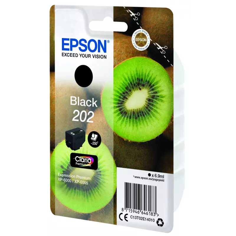 Kasetė EPSON rašalinė vienkartinė Kiwi Black 202 Claria Premium Ink 6,9 ml