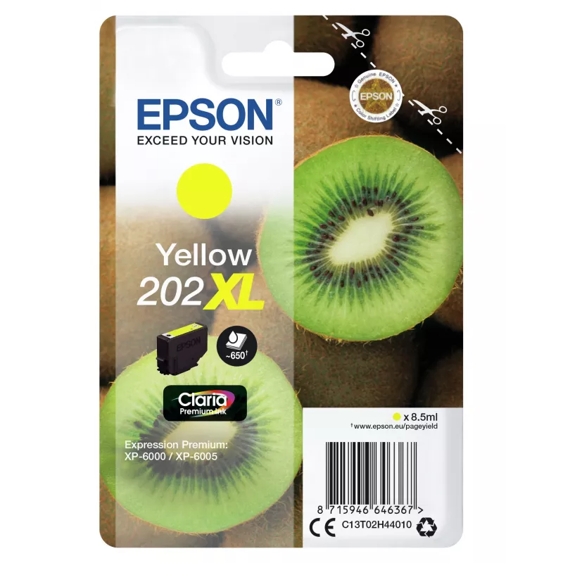Epson Kiwi Singlepack Geltona 202XL Claria Premium rašalas