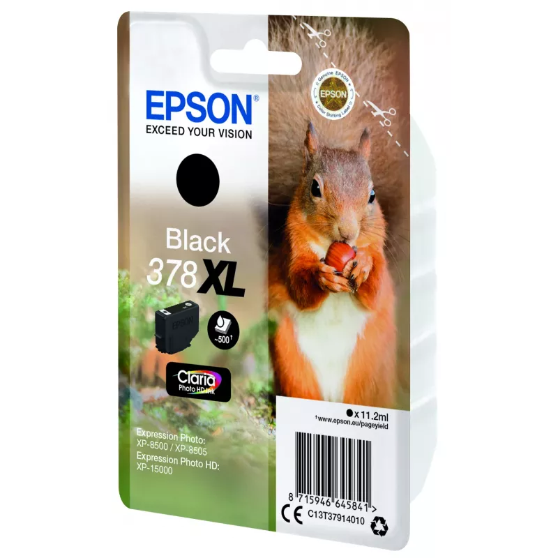 Epson 378XL Claria Photo HD rašalo kasetė, juoda, didelės talpos (XL), 11,2 ml, 500 puslapių