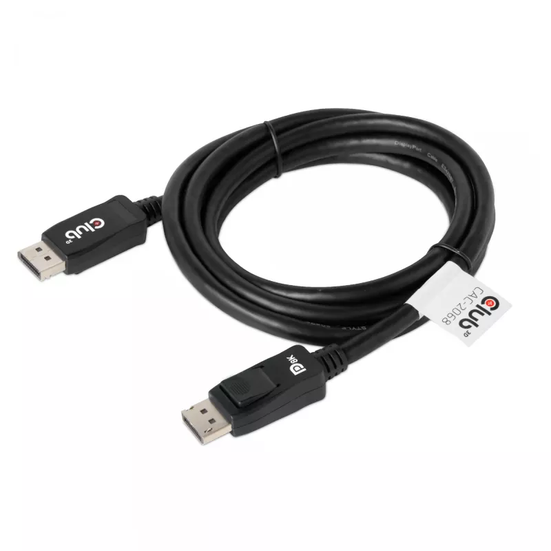 Club 3D CAC-2068 DisplayPort 1.4 laidas, HBR3, 32,4 Gbps, 8K60Hz, M/M, 2 m, juodas