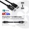 Club 3D CAC-2068 DisplayPort 1.4 laidas, HBR3, 32,4 Gbps, 8K60Hz, M/M, 2 m, juodas