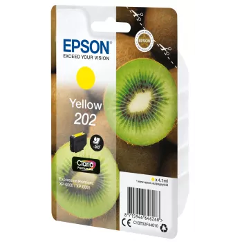 Epson Kiwi Singlepack Yellow 202 Claria Premium rašalas, geltonas, pigmentinis, standartinė talpa, 4,1 ml, 1 vnt., 300 puslapių