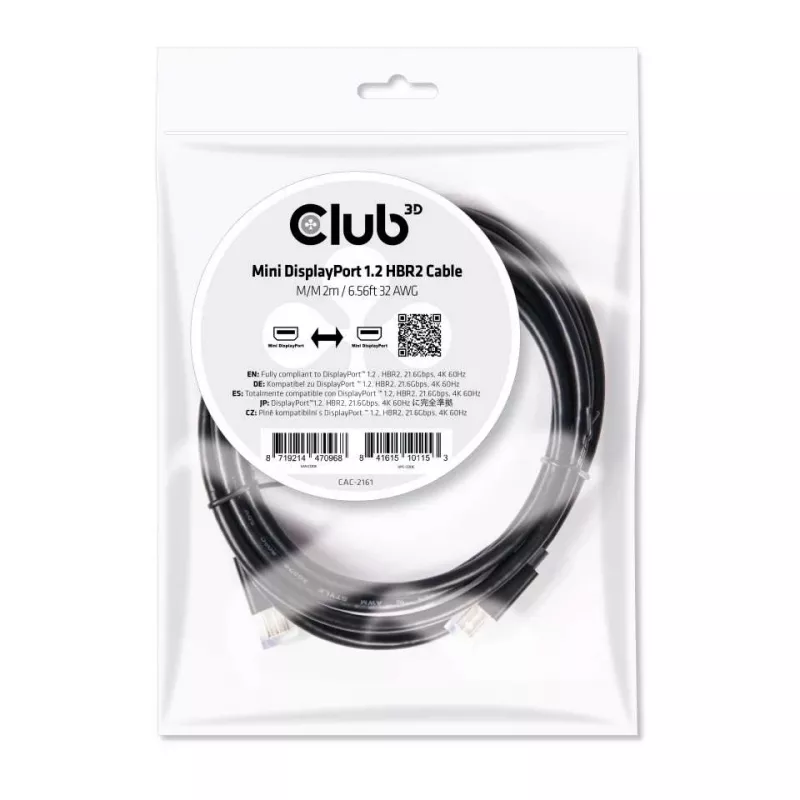 CLUB3D Mini DisplayPort 1.2 HBR2 laidas M/M 2m 4K60Hz