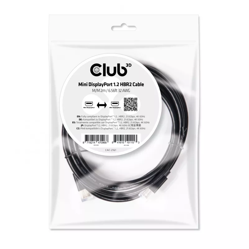 CLUB3D Mini DisplayPort 1.2 HBR2 laidas M/M 2m 4K60Hz