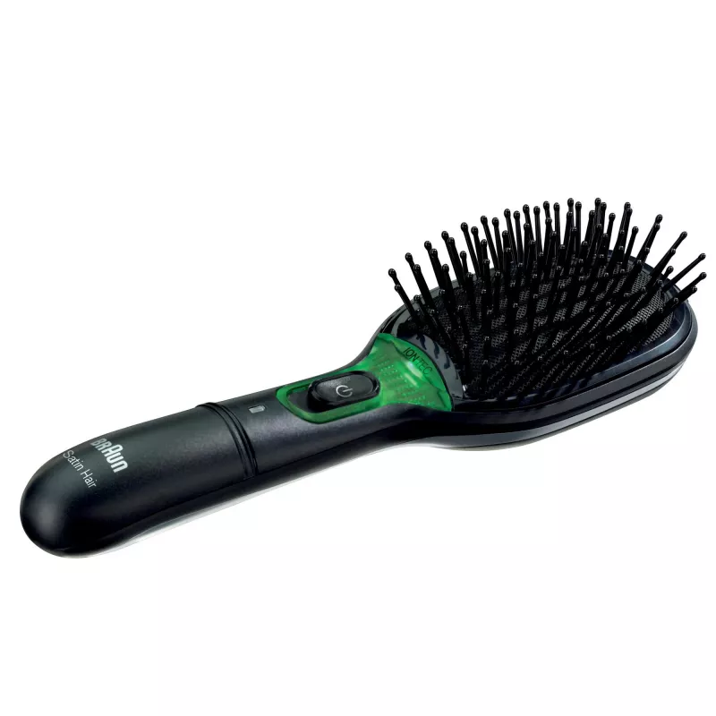 Paddle šepetys plaukams BRAUN BR710 suaugusiems, juodas ir žalias, 175 g