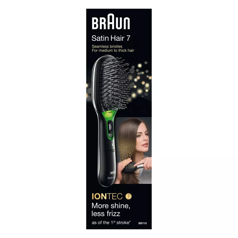 Paddle šepetys plaukams BRAUN BR710 suaugusiems, juodas ir žalias, 175 g