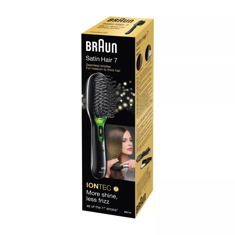 Paddle šepetys plaukams BRAUN BR710 suaugusiems, juodas ir žalias, 175 g