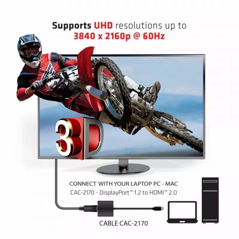 Aktyvus adapteris CLUB3D Mini DisplayPort 1.2 į HDMI 2.0 UHD