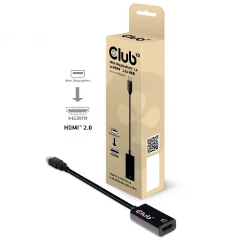 CLUB3D Mini DisplayPort 1.4 į HDMI 2.0b aktyvus adapteris su HDR palaikymu