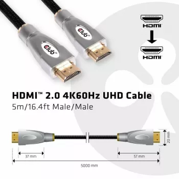 CLUB3D HDMI 2.0 4K60Hz UHD kabelis 5 m