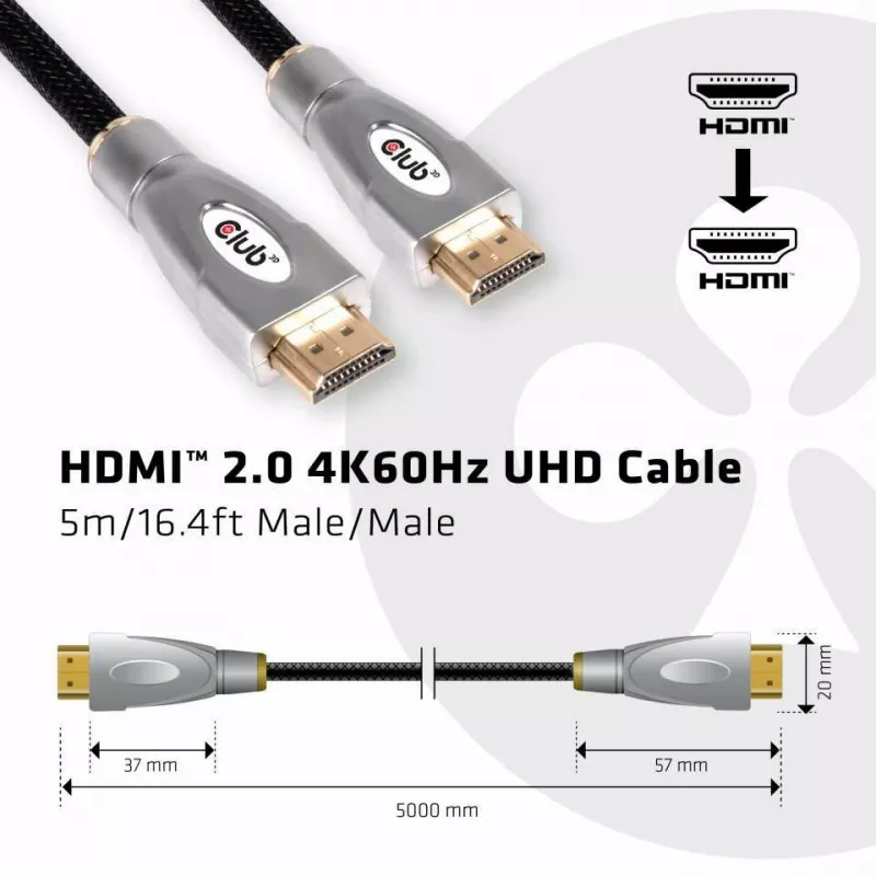 CLUB3D HDMI 2.0 4K60Hz UHD kabelis 5 m