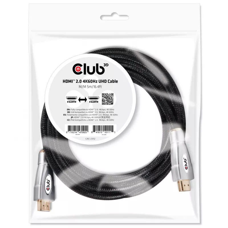 CLUB3D HDMI 2.0 4K60Hz UHD kabelis 5 m