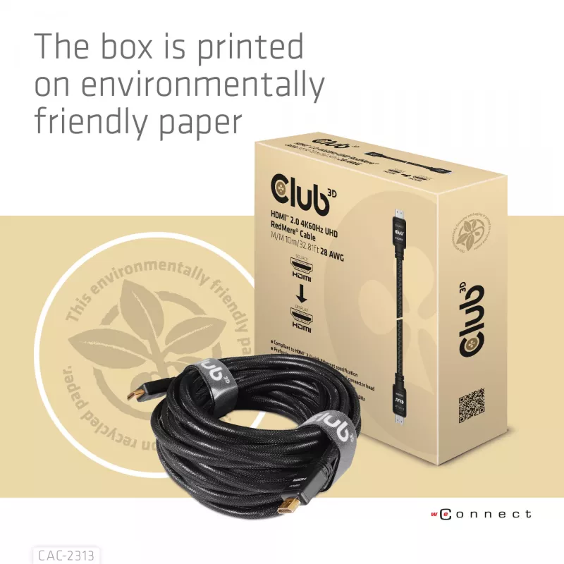 CLUB3D HDMI 2.0 RedMere kabelis 4K60Hz 10 m (CAC-2313)