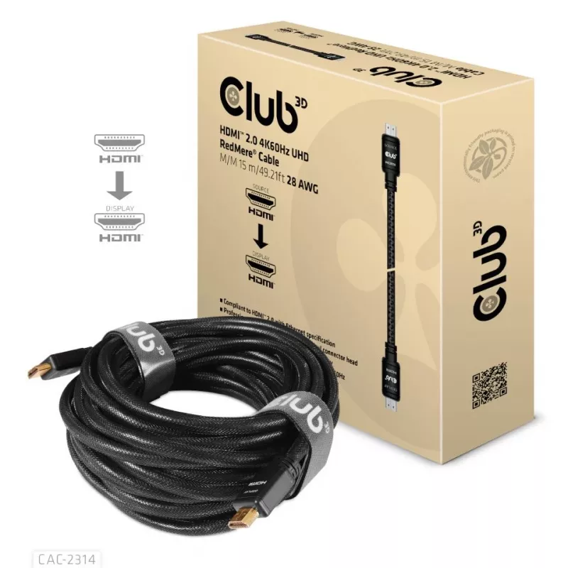 CLUB3D HDMI 2.0 4K60Hz RedMere kabelis 15m