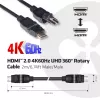 Club 3D CAC-1360 HDMI 2.0 laidas su Ethernet, 360° sukamas, 4K60Hz UHD, M/M, 2 m, juodas