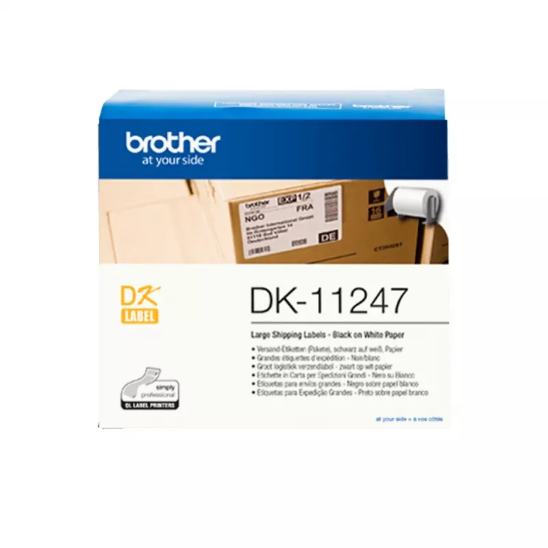 Brother DK-11247 lipnių etikečių juosta juoda ant balto