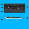 Belaidis klaviatūros ir pelės rinkinys Logitech MK540 Advanced — pilno dydžio QWERTY klaviatūra, USB imtuvas, US išdėstymas, ergonomiška pelė, juoda/balta