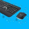 Belaidis klaviatūros ir pelės rinkinys Logitech MK540 Advanced — pilno dydžio QWERTY klaviatūra, USB imtuvas, US išdėstymas, ergonomiška pelė, juoda/balta