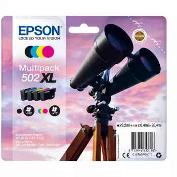 Kasetė Epson Ink C13T02W64010 502XL XL juoda žydra raudona geltona