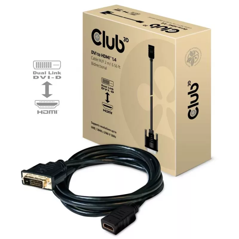 CLUB3D CAC-1211 DVI–HDMI 1.4 laidas, 2 m, abipusis