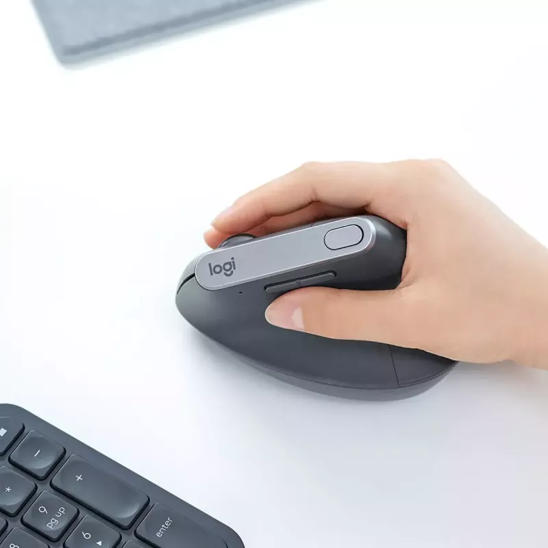 Ergonominė vertikali pelė Logitech MX Vertical, MX Vertical, 4000 DPI, RF Wireless + Bluetooth, dešinei rankai, Graphite, biuro naudojimui