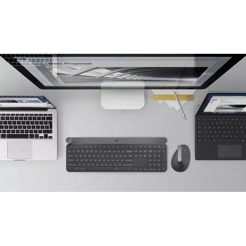 Ergonominė vertikali pelė Logitech MX Vertical, MX Vertical, 4000 DPI, RF Wireless + Bluetooth, dešinei rankai, Graphite, biuro naudojimui